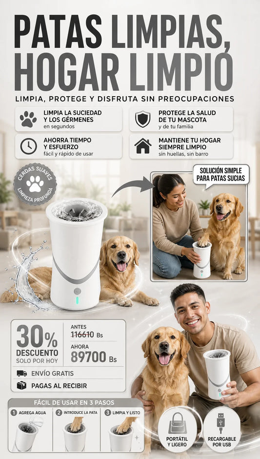 Limpiador De Patas Electrico Mascotas